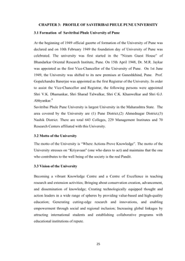 Chapter 3: Profile of Savitribai Phule Pune University