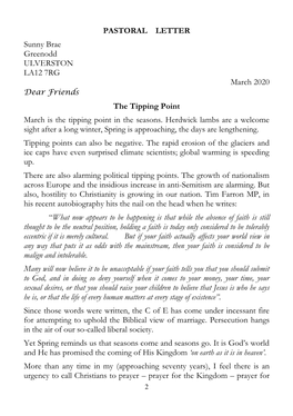 Colton Church Parish Newsletter, March 2020