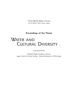 Water and Cultural Diversity