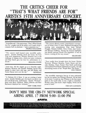 "That's What Friends Are For" Arista's 15Th Anniversary Concert