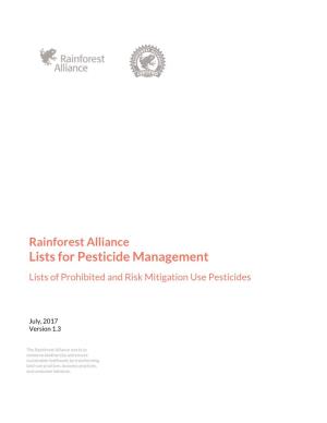 Lists for Pesticide Management