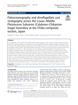 Paleoceanography and Dinoflagellate Cyst Stratigraphy Across the Lower–Middle Pleistocene Subseries (Calabrian–Chibanian