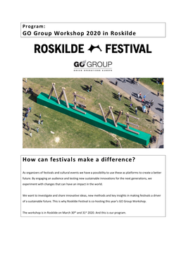 GO Group Workshop 2020 in Roskilde How Can Festivals Make a Difference?