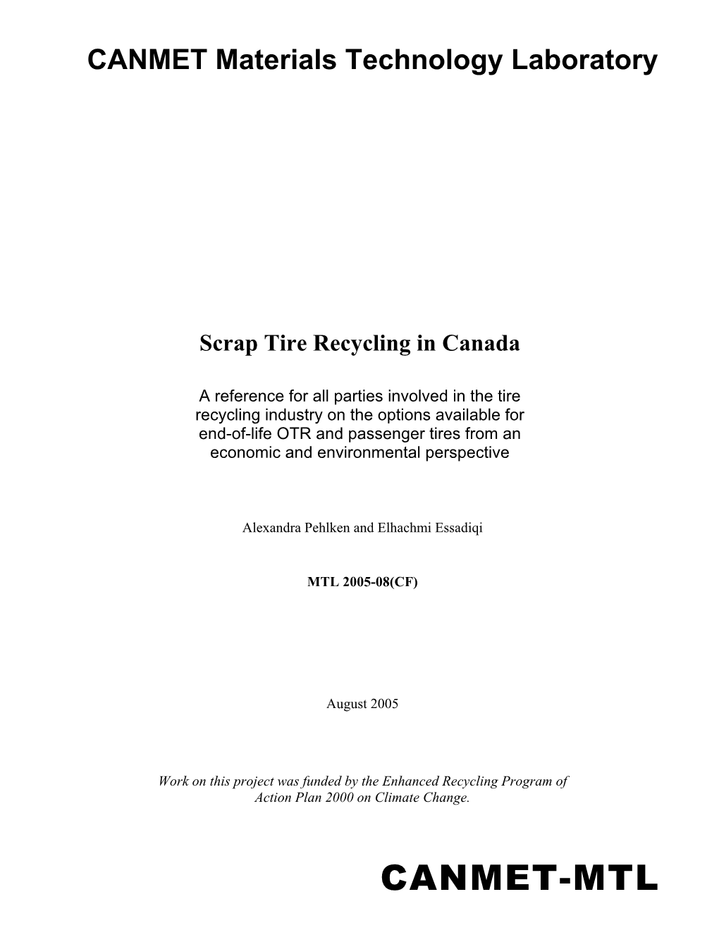 Scrap Tire Recycling in Canada
