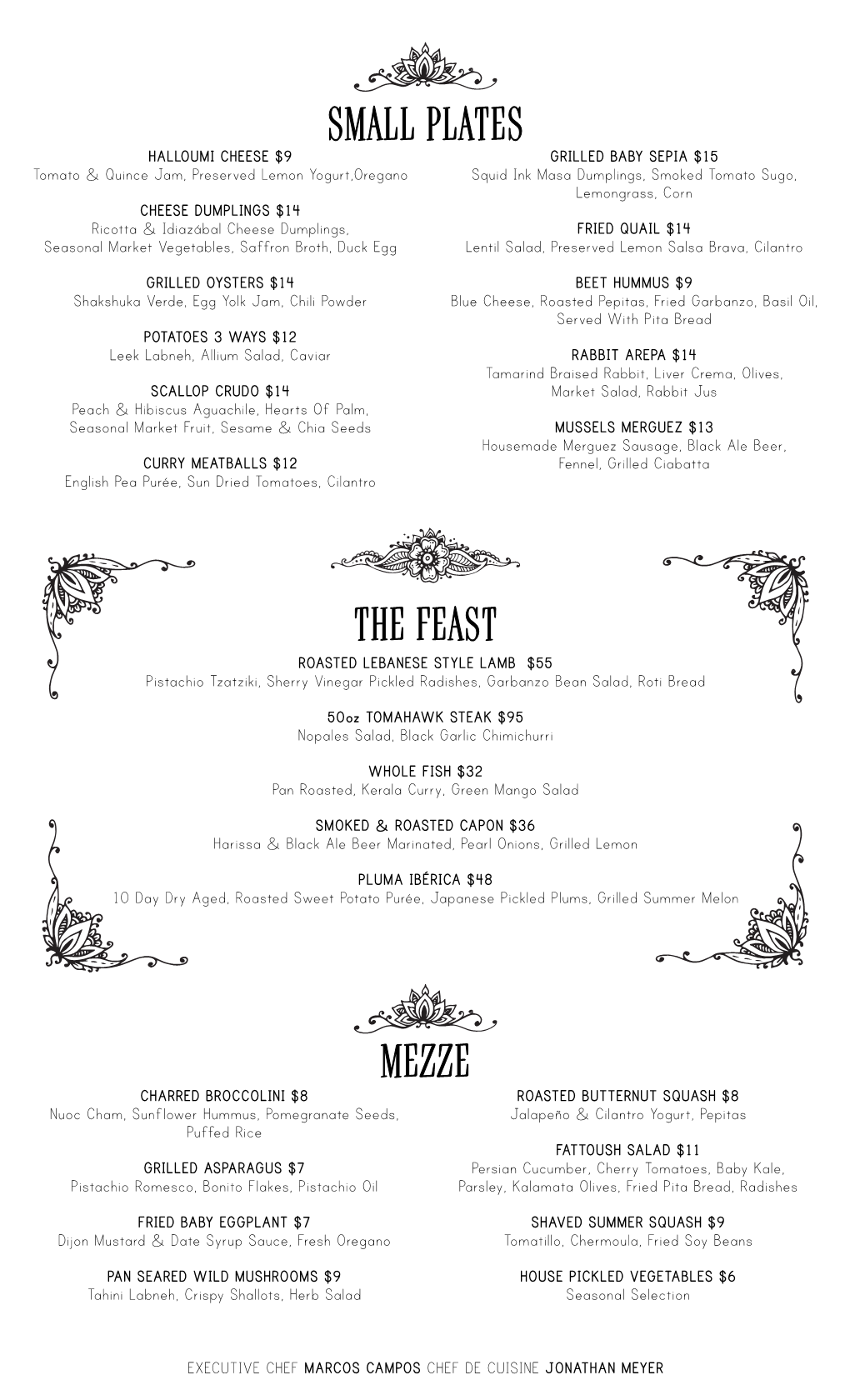 Beatnik Dinner Menu Inside