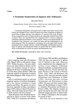 A Systematicenumerationof J Apanese (Salicaceae)