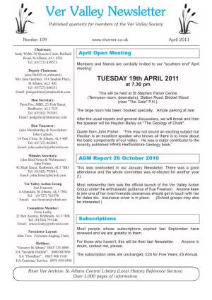 April 2011 – Ver Valley Society Newsletter