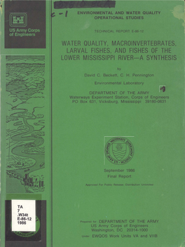 Water Quality, Macroinvertebrates, Larval Fishes, and Fishes of the Lower Mississippi River-A Synthesis