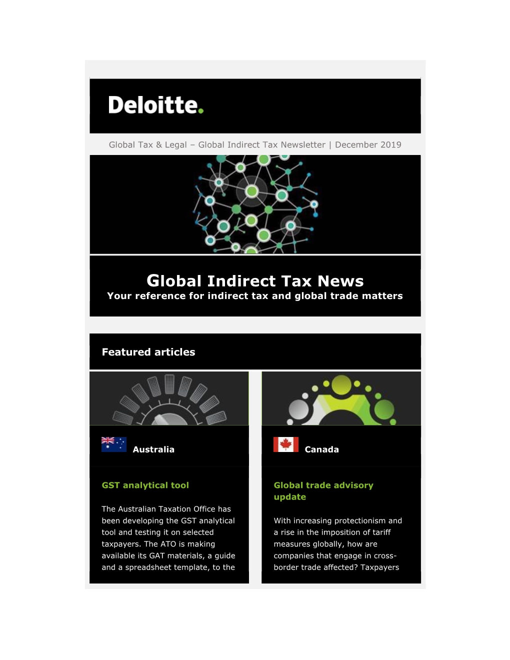Global Indirect Tax Newsletter | December 2019
