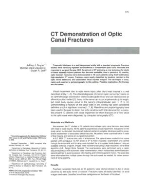 CT Demonstration of Optic Canal Fractures