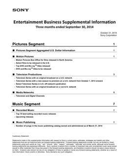 Supplemental Information Three Months Ended September 30, 2014