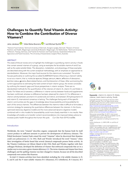 Challenges to Quantify Total Vitamin Activity: How to Combine the Contribution of Diverse Vitamers?