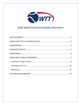 2018 World Team Tennis Media