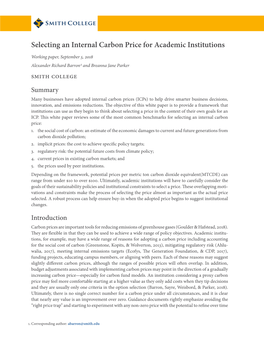 Selecting an Internal Carbon Price for Academic Institutions