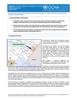 Uganda • Eastern Uganda Landslides and Floods Bududa District