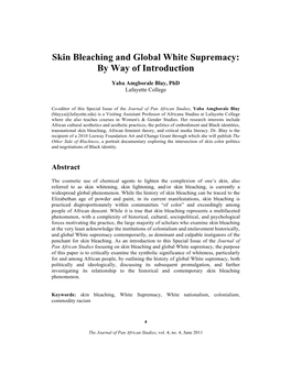 Skin Bleaching and Global White Supremacy: by Way of Introduction