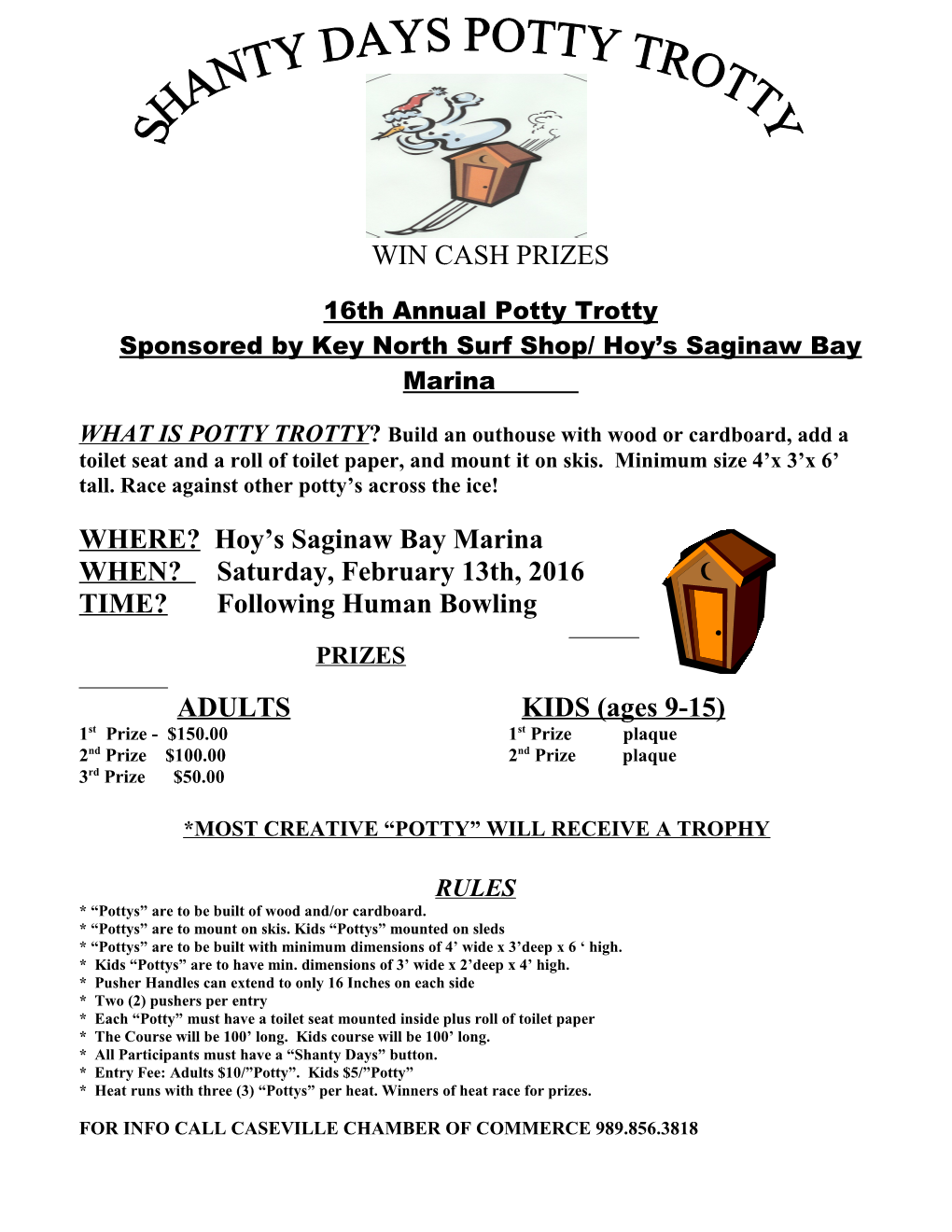 3RD Annual Potty Trotty: Sponsored by Bella Vista Inn/ Hersel S on the Bay & Hoy S Saginaw