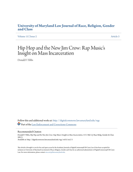 Hip Hop and the New Jim Crow: Rap Music's Insight on Mass Incarceration