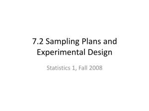 7.2 Sampling Plans and Experimental Design
