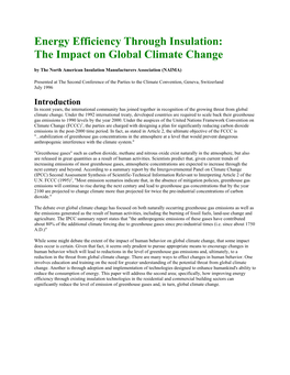 The Impact on Global Climate Change by the North American Insulation Manufacturers Association (NAIMA)