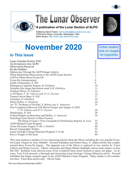 November 2020 the Lunar Observer by the Numbers