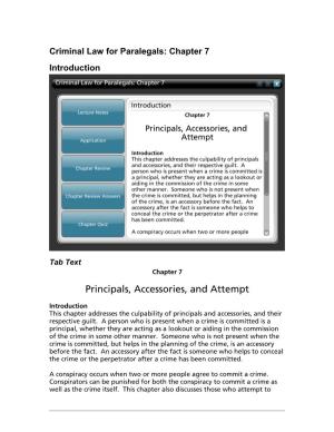 Criminal Law for Paralegals: Chapter 7 Introduction
