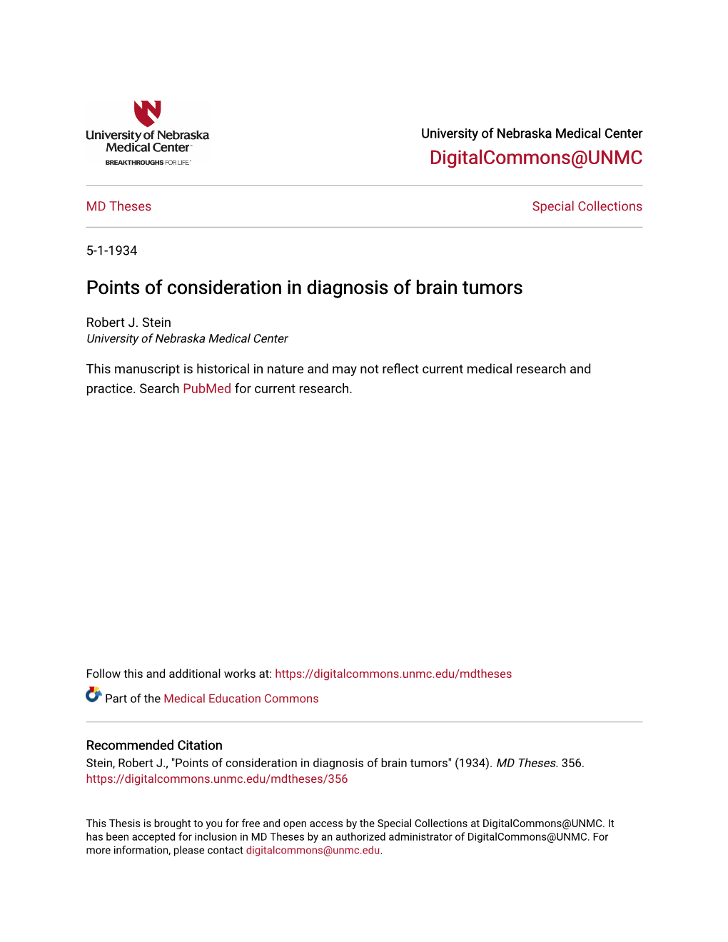 Points of Consideration in Diagnosis of Brain Tumors