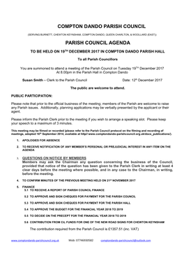 Compton Dando Parish Council Parish Council Agenda