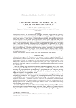 A Review of Convective and Artificial Vortices for Power Generation