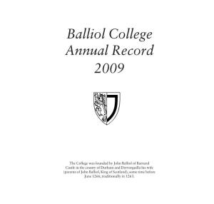 Balliol College Annual Record 2009
