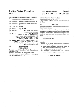 United States Patent (19) 11) Patent Number: 5,001,115 Sloan (45) Date of Patent: Mar