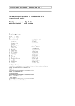 Subjective Interestingness of Subgraph Patterns Appendices B and C