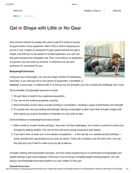 Get in Shape with Little Or No Gear