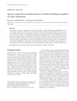 Species Composition and Life Histories of Shelter-Building Caterpillars on Salix Miyabeana