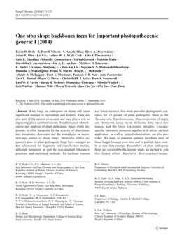 Backbones Trees for Important Phytopathogenic Genera: I (2014)