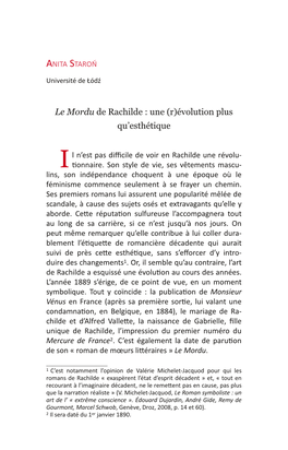 Le Mordu De Rachilde : Une (R)Évolution Plus Qu’Esthétique