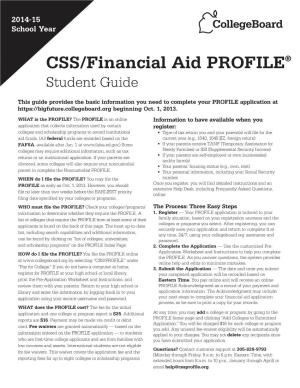 CSS/Financial Aid PROFILE® Student Guide