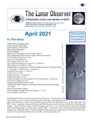 April 2021 Click on Images in This Issue for Hyperlinks