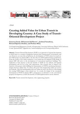 A Case Study of Transit- Oriented Development Project