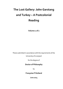 John Garstang and Turkey – a Postcolonial Reading