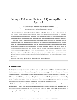 Pricing in Ride-Share Platforms: a Queueing-Theoretic Approach