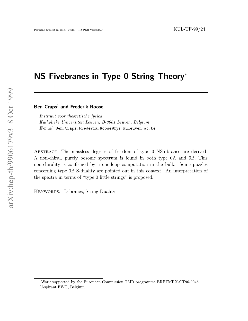 NS Fivebranes in Type 0 String Theory