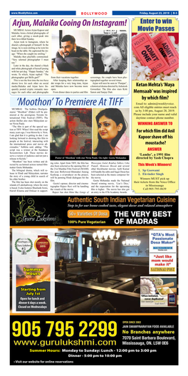 Moothon’ to Premiere at TIFF Email To: Admin@Weeklyvoice