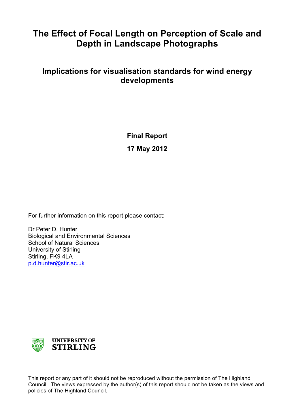 University of Stirling Study of Visualisation