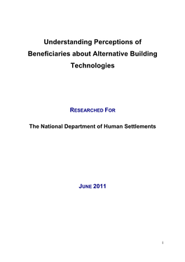 Understanding Perceptions of Beneficiaries About Alternative Building Technologies