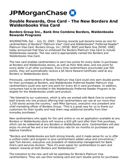 The New Borders and Waldenbooks Visa Card