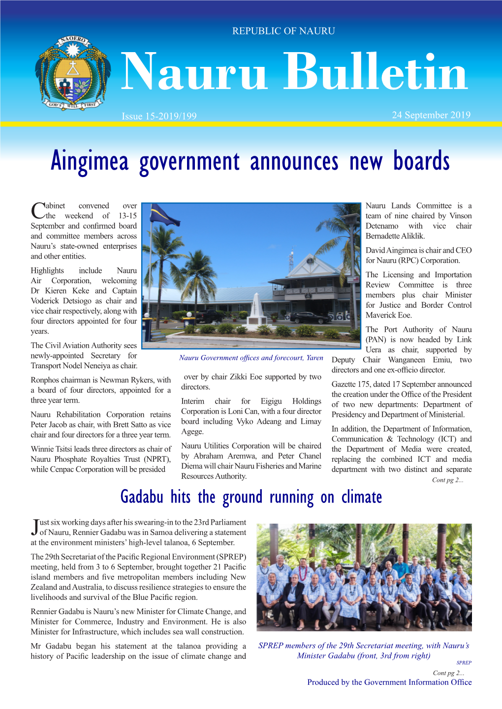Aingimea Government Announces New Boards