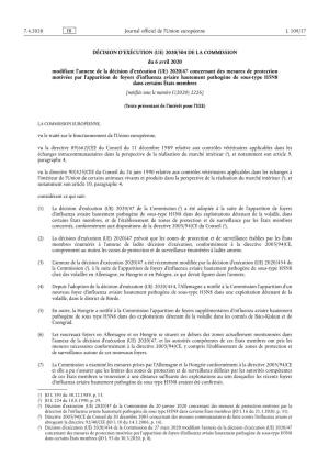 (UE) 2020/504 DE LA COMMISSION Du 6 Avril 2020 Modifiant L'annexe De La Décision D'exécution