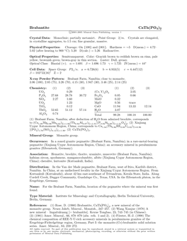 Brabantite Cath(PO4)2 C 2001-2005 Mineral Data Publishing, Version 1