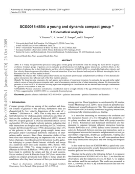 SCG0018-4854: a Young and Dynamic Compact Group I. Kinematical Analysis